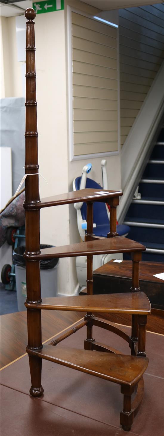 A set of mahogany library steps W.36cm